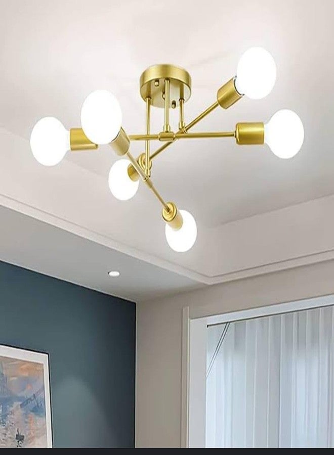 Avior Low Height Ceiling Chandelier Light for Drawing Room, Jhumar for Living Room, Restaurant Lamps and Hotels (Golden) (Modern Design, Gold) - Image 1